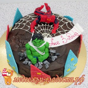  Торт с Халком и Человеком-пауком